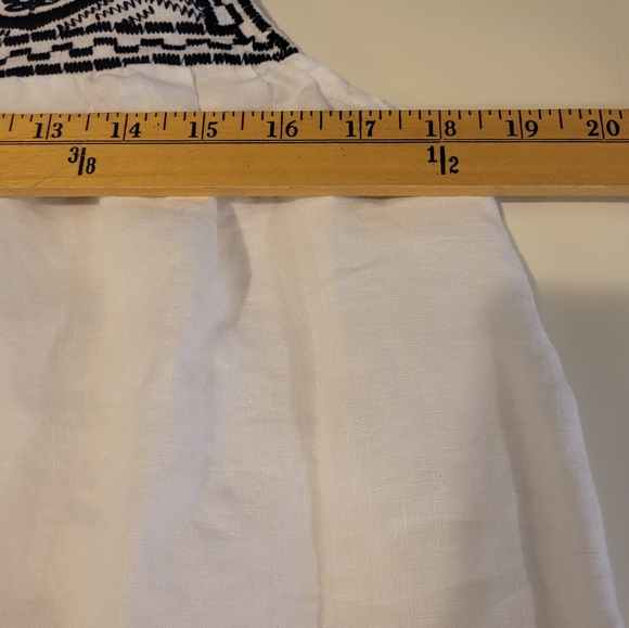 Embellished White and Black Tank Top with Intricate Design 100% Linen - Picture 8 of 10